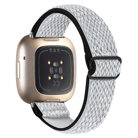 Fitbit Sense / Versa 3 elastiskt klockarmband med justerbart spänne - Svart / Vit