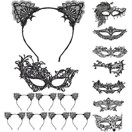 16 stk Karneval Blonde Maskerade Masker Sexy Kattemaske Venetiansk Øyemaske Dameball