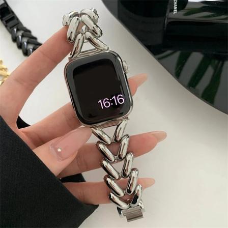 Luksuriøs Kærlighedshjerte Metalrem Til Apple Watch Band Ultra 44mm 45mm 41mm 40mm 49 Damearmbånd Til iWatch Serie 9 8 7 6 SE 5 3 Sølv Silvery