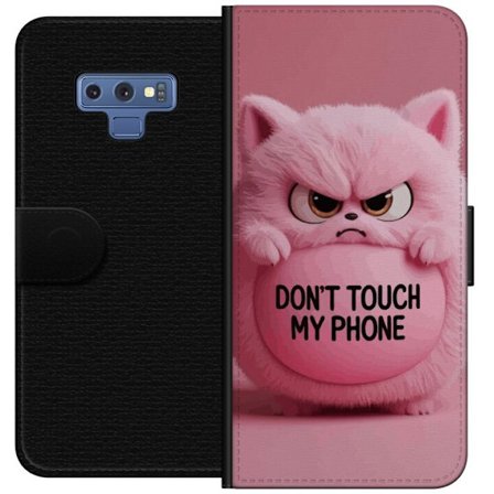 Kompatibelt Lommeboketui til Samsung Galaxy Note9 Sint rosa lodden katt med teksten "Ikke Rør Min Telefon", et humoristisk beskyttelsesmotiv som pass