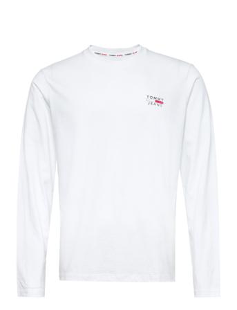 Tjm Ls Chest Logo Tee T-Langærmet Skjorte Hvid Tommy Jeans