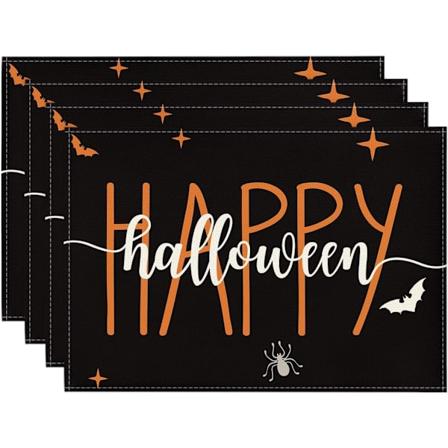 Lepakko-H m h kki Onnellinen Halloween -P yt liinat, 4 kpl, 12x18 tuumaa, Kausi- ja Lomap yt liinat Ulko- ja Kotijuhliin