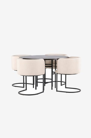 Venture Home - Spisegruppe Copenhagen med 4 stk spisestoler Simrishman - Brun - Spisegruppe 4 personer - Fra Homeroom