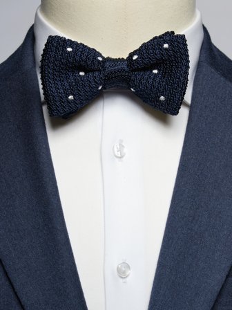 John Henric Men's Blue Knitted Bow Tie Size Pre-tied