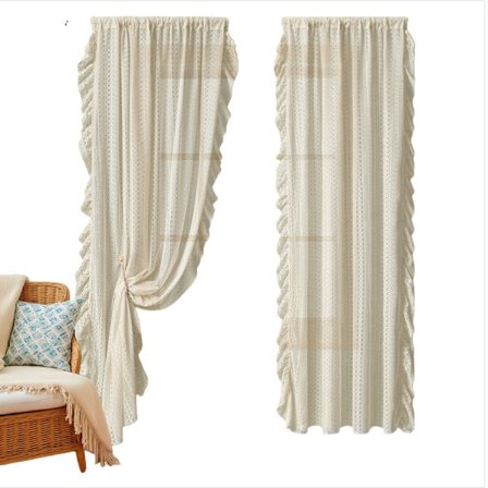 Fiskbensspets Öljett Gardin - Vintage Stil, Sekretesskydd, Ljusblockering