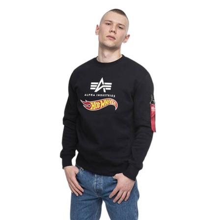 Alpha Industries, Hot Wheels Flag Sweater 116316 03 Zwart, Heren, Maat:M