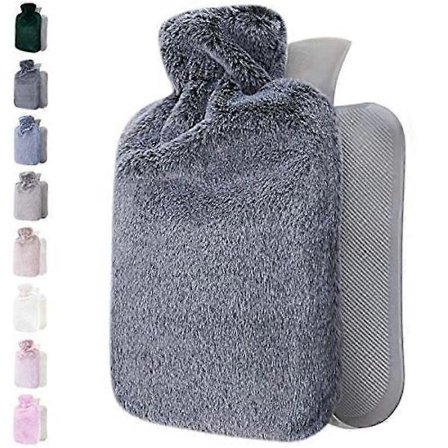 Hot Water Bottle with Soft Cover - Reusable Heat Pack for Hand, Neck & Body Pain