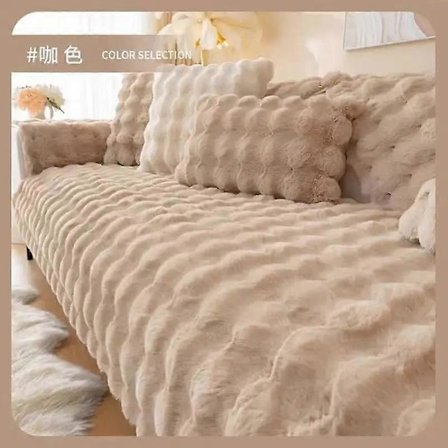 Vinter Tjockare Soffkudde Lång Plysch Mjuk Handduk 2 3 Sits Anti-Slip Pall L Sofföverdrag Tyg Soffa Heminredning