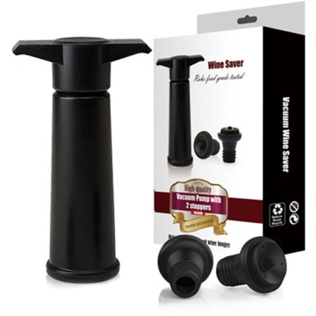 Tyhjiöpumppukorkit mustalla pumpulla viinisäästötyhjiöllä pitää viinin tuoreena (musta pumppu + 2 korkkia)