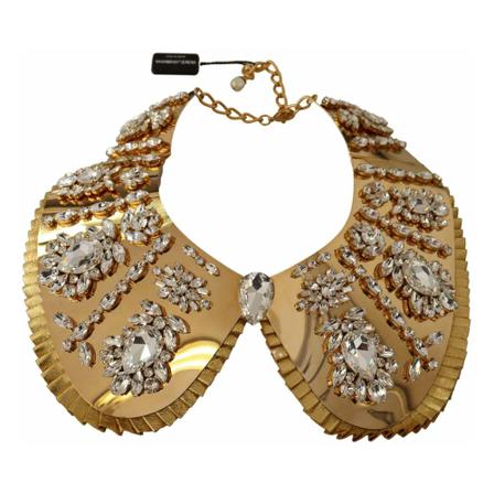 Dolce & Gabbana, Clear Crystal Embellished Collar Necklace Geel, Dames, Maat:ONE Size