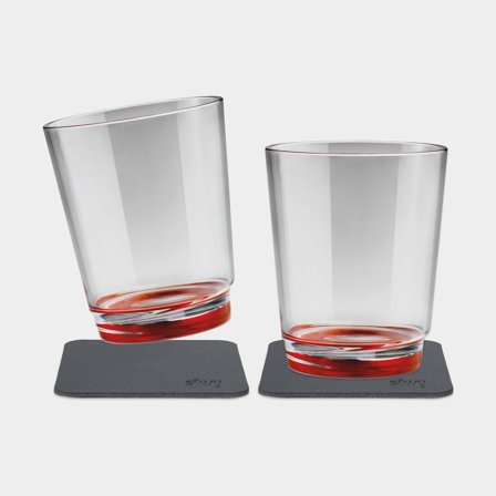 Magnetic plastic tumblers Silwy Magnetic Drinking Cup Ready Red, transparent/red, 25 cl, 2-pack + magnetic coasters