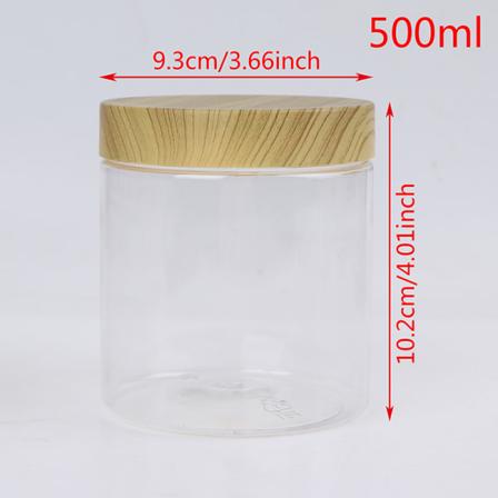 Tom klar burkbehållare med plastimitation trälock plast Transparent 500ml
