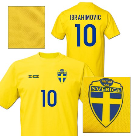 Ruotsalaistyylinen jalkapallopaita, jossa Ibrahimovic 10 print t-paita M 0