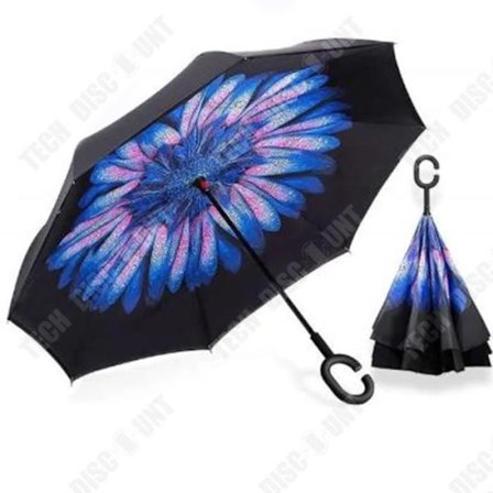 Omvänd paraply - TECH DISCOUNT - C med rakt handtag - UV-skydd - Slitstarkt tyg - Unisex