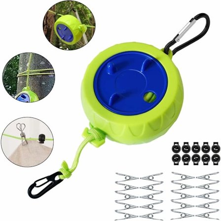 Kleslinjesett, 10M bærbar anti-vikling strekkbar kleslinje for klesstativ, bad, utendørs camping, utendørs, hage eller reise