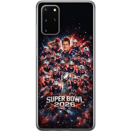 Kompatibel Mobilcover til Samsung Galaxy S20+ Super Bowl 2026 plakat med New England Patriots og NFL-pokal i eksplosiv sportsdesign