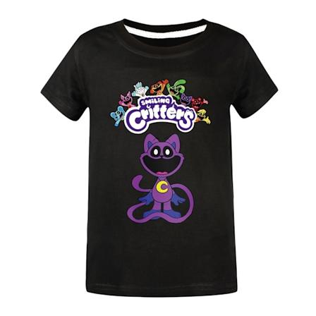 Kids Smiling Critters CatNap Summer Cartoon T-shirt Kortärmad Topp Pojkar Flickor Black 160cm