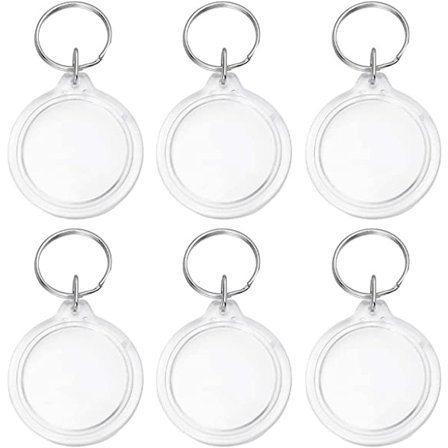 Sæt med 6 personlige nøgleringe med fotos, runde transparente nøgleringe med fotos