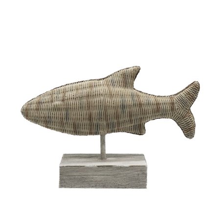 Polyresin Fiskeskulptur, Brun, 35x12x24 cm