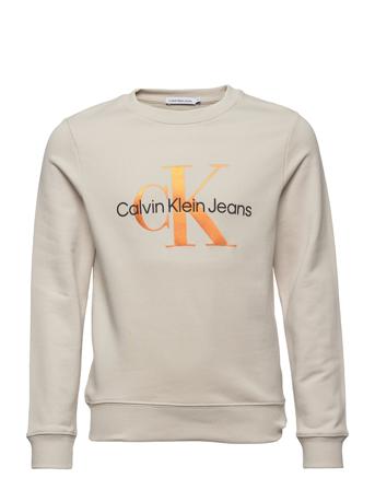 Monogram Logo Sweatshirt Sweatshirt Trøje Beige Calvin Klein