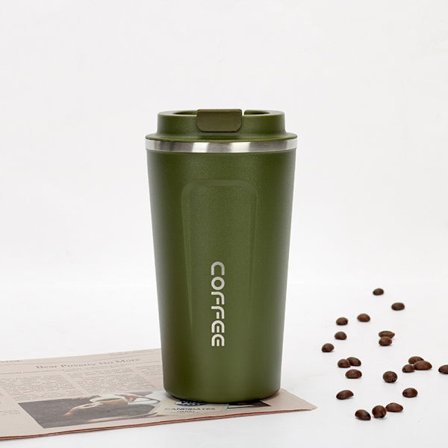Grønt termokrus, rejsekrus, vandflaske i rustfrit stål, BPA-fri termoflaske, lufttæt kop, bildrik