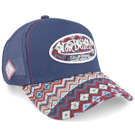 Von Dutch - Blå trucker Caps - Oval Patch Navy/Multicolor Trucker @ Hatstore