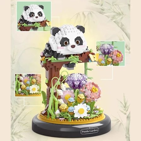 YKO Dyreverden Panda Ugle Papegøje Fugl Blomst Træ Have Vitrineskab Mini Diamantklodser Byggeklodser Legetøj Gave Ny I Æske