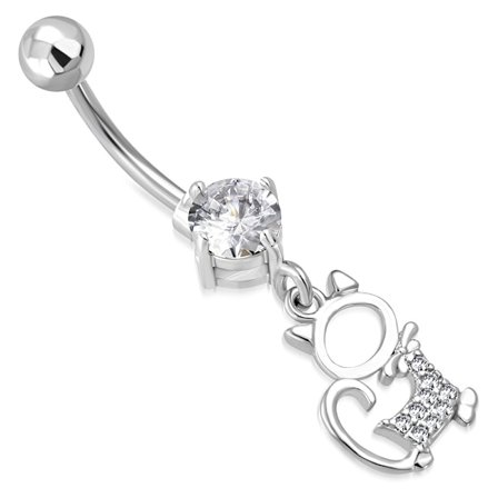 Navelpiercing Navel Piercing i Kirurgiskt Stål 316L i Silver Färg - Katt med Klara Cubic Zirconia Kristaller