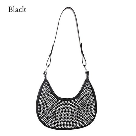 Håndveske Rhinestone Underarm Bag Kvinner Håndveske Mote Paljetter Clutch Bag Jenter Fest Krystall Glitter Bag Damer Bling Diamond Tote(svart)