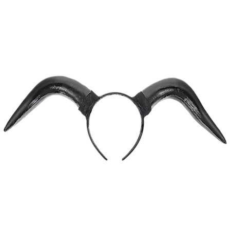 Horn diadem Halloween horn dekoration Halloween horn dekoration Halloween fest dekoration (43X14cm, svart)
