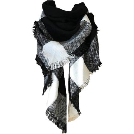Agio Dame Varm Lang Sjal Vinter Wraps Store Tørklæder Strik Cashmere Følelse Ternet Trekant Tørklæde