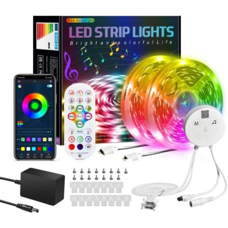Bluetooth LED-nauha, 15M LED-nauha 270 LEDiä 5050 RGB vedenpitävä, ohjataan älypuhelinsovelluksella, synkronoidaan musiikin rytmiin/ajastintoiminto 