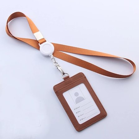 Infällbara nyckelband ID-bricka Hållare Läder Bank Bus Pass Case Cover Män Dam Bank Kreditkortshållare Rem Korthållare