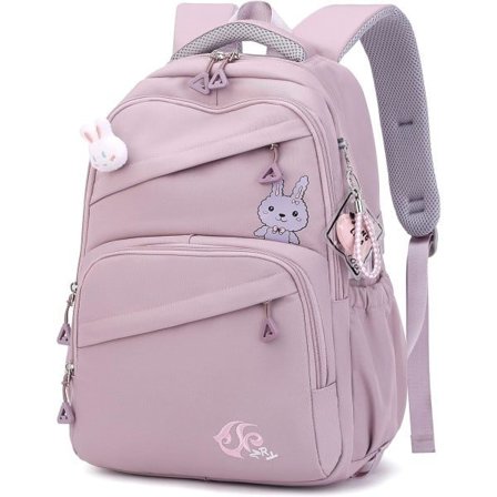 Ensfarget skolesekk for tenåringsjenter, ryggsekker med flere lommer for barneskolejenter, avslappet ryggsekk for hverdagsbruk