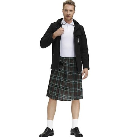 Irlantilainen ruudullinen vihreä kiltti - Skotlantilainen Pyhän Patrickin vihreä plisseerattu puku Tartan-hame Kiltit Vaatteet miehille ja naisille