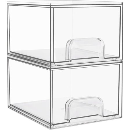 Stabelbare Oppbevaringsskuffer, Akryl Baderomsorganisatorer, Matbod, Hjemmeorganisering og Oppbevaring