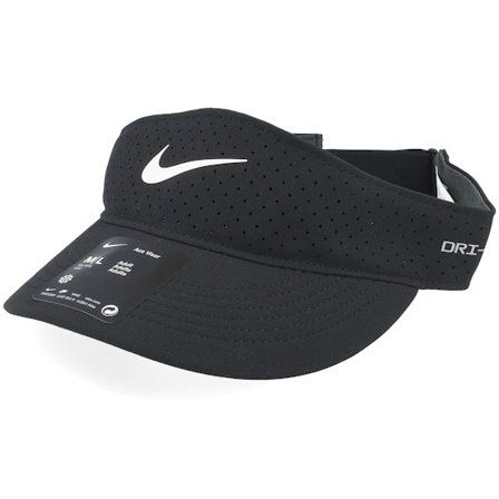 Nike - Zwart visor Cap - Dri-Fit Advanced Ace Perforated Black Visor @ Hatstore