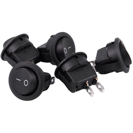 5 stk SPST Svart På/Av Knapp Rund Vippebryter 6A/250V AC 10A/125V