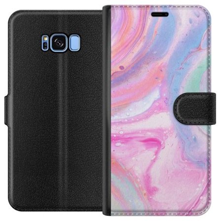Yhteensopiva Lompakkokotelo Samsung Samsung Galaxy S8 Abstrakti pastellin värinen marmoritaide, jossa on nestemäinen akryyli vaikutus pinkissä, sin