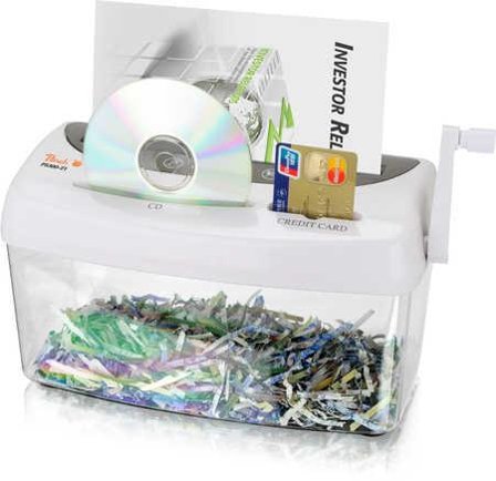 PEACH Hand Shredder PS300-21, cross cut 3,5x40mm, 1 sheet, 1 CD, basket 3,6 l, P-4
