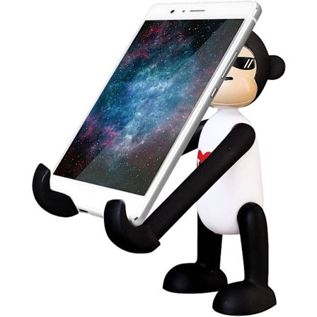 Justerbart Sødt Telefonstativ til Skrivebord, Bærbar Sjov Telefonholder Nyhed Abe Telefonholder Stativ til Bord - Grøn Hvid