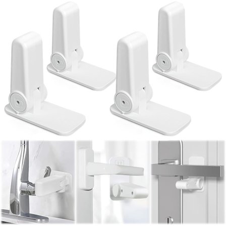 4 stk Barnesikring Skapdører, Dørvern for Babyer Beskytter Eldre og Barn, Dørhåndtaklås Ideell for Dører og Skapdører