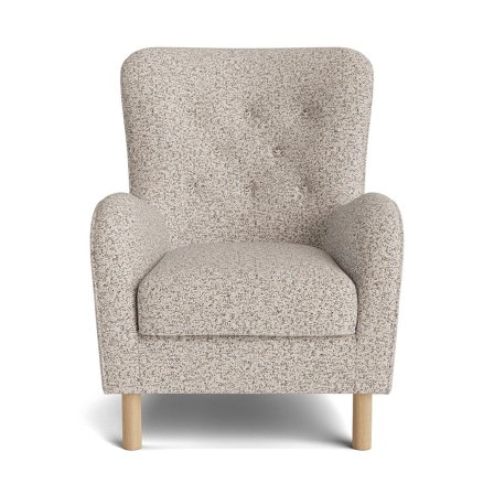 Vitra Sessel in Puente Hell Greige meliert, moderner skandinavischer Stil mit eleganter Knopfheftung, bequemer Polstersessel, Breite 100cm