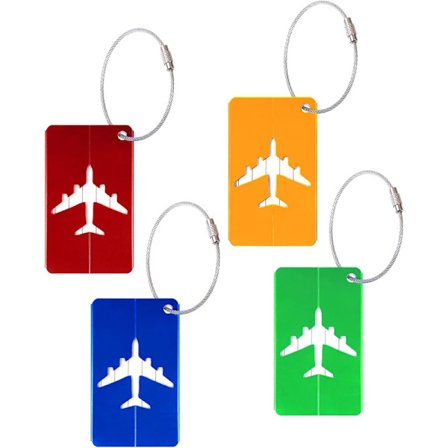 4 stk. Reiseveskeetiketter, Bagasjemerker, Rustfritt Stålvaier Anti-Tap