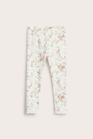Newbie | Legginsy w kwiaty, z koronką Offwhite 98 | Offwhite