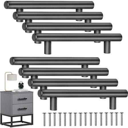 8 kpl T-kahvat keittiön oville ruuveilla (200 mm), ruostumattomasta teräksestä valmistetut kalustekahvat, rei'än välinen etäisyys 128 mm, keittiön 