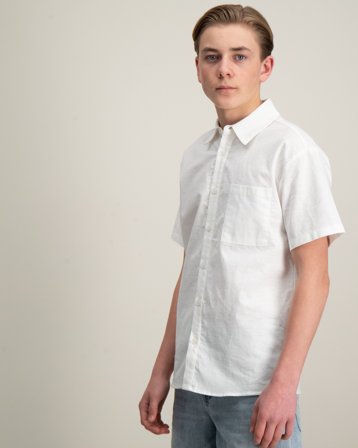 Grunt Vap Linen Shirt Wit Overhemden Jongens - Kids Brand Store