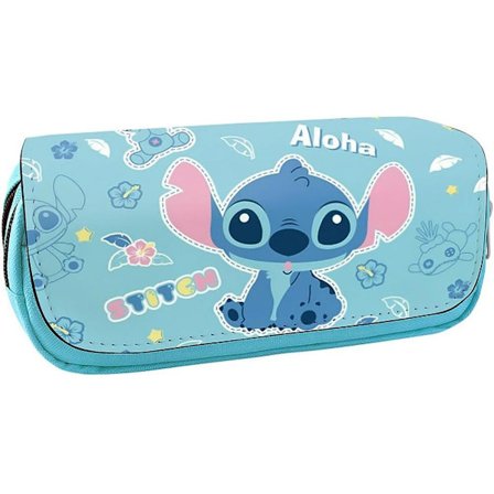 Stitch pennal tegneserie utvidbart skolepennal stor kapasitet dobbelt lag student skrivebordsorganisator student pennal kontorrekvisita