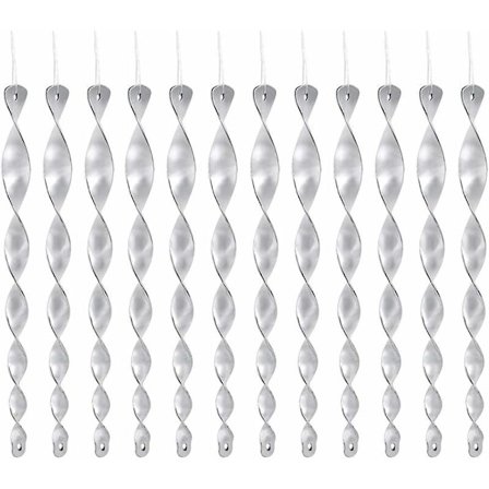 12 stk. fugleafvisende middel, 30 cm fuglestang 360 graders reflekterende spiral lysende, reflekterende afvisere til altan, frugttræer, køkkenhave...