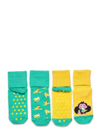 2-Pack Kids Monkey & Banana Anti Slip Socks Patterned Happy Socks